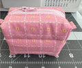 Quilted Pink grid mini boxy pouch