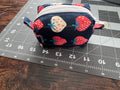 Quilted dark strawberry mini boxy pouch