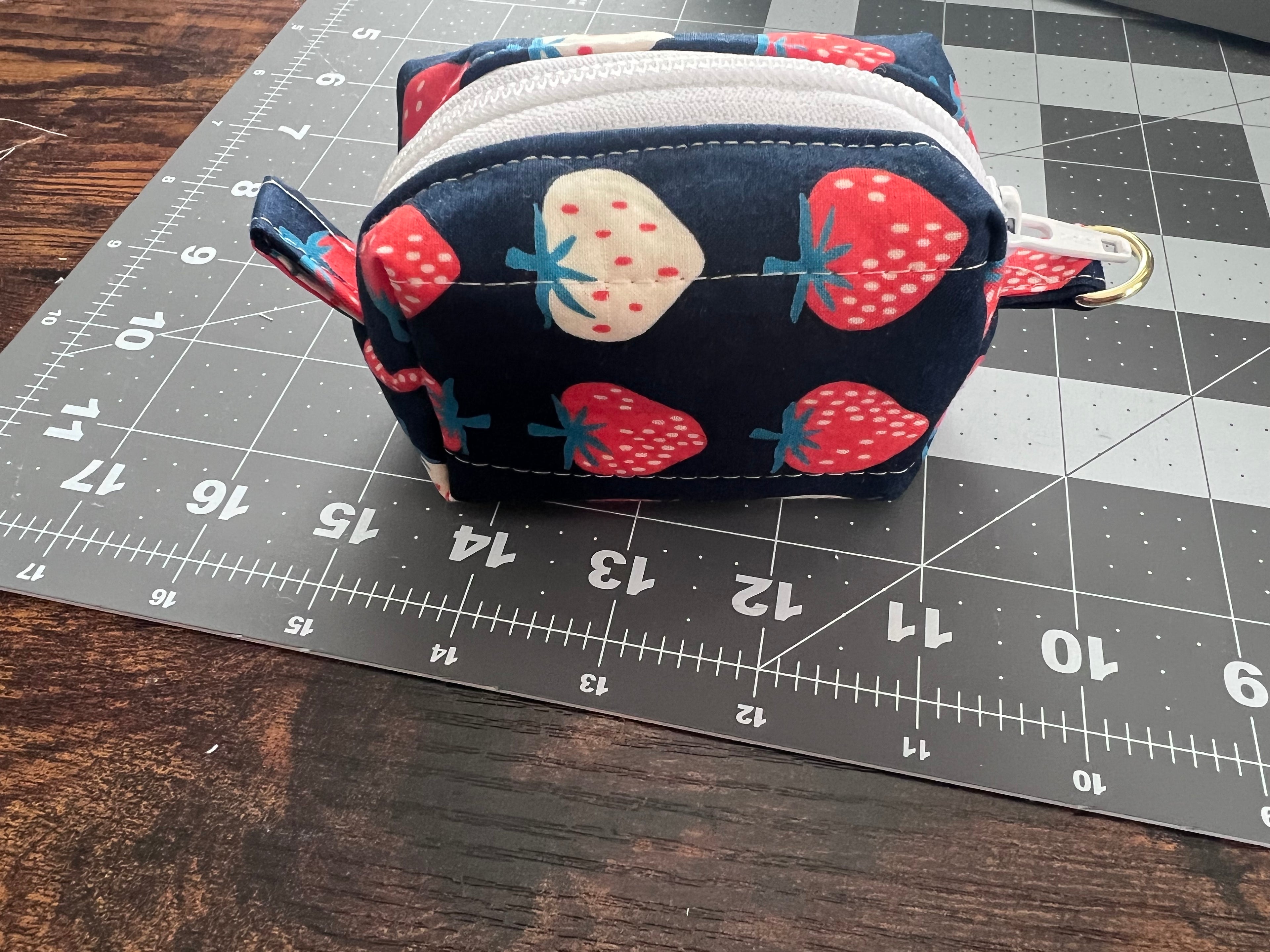 Quilted dark strawberry mini boxy pouch